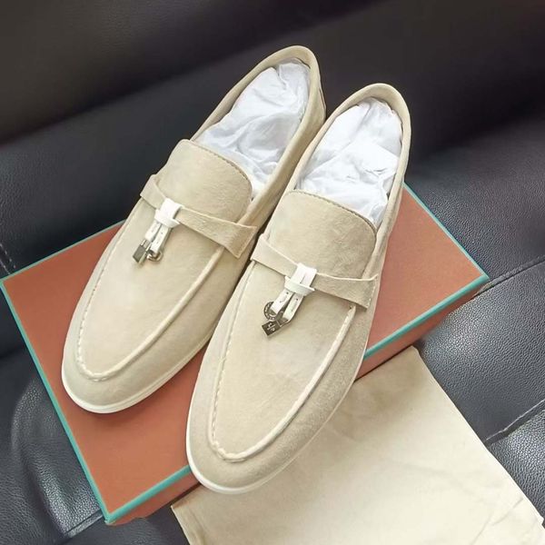 

lp leather loafers men shoes designer women casual dress shoe chamois leather flat shoes simple and comfortable big size 35-46 05, Black