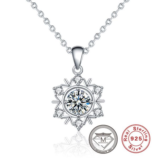 

selling 1ct moissanite snowflake pendant necklaces for women, Silver
