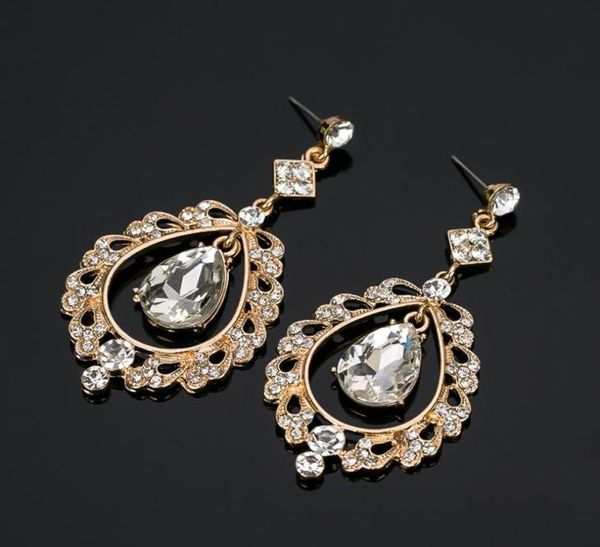 

big long crystal drop earrings for women vintage water drop silvergold plated bride earrings wedding jewelry accessoriese2748225895, Silver
