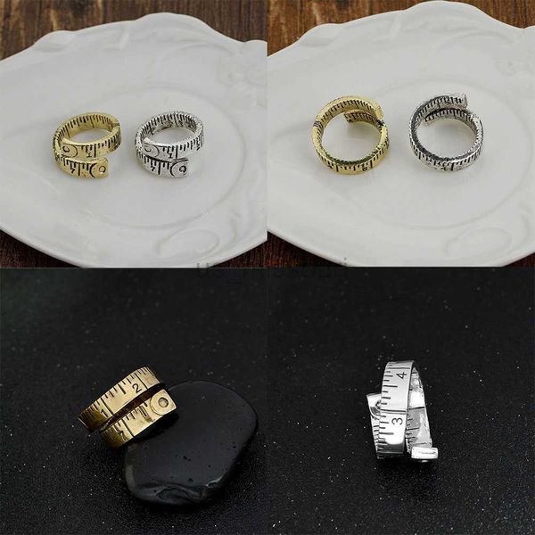 

band rings tape measure twisted ruler measure ring size adjustable ring antique homme party jewelry wholesale j230531, Silver