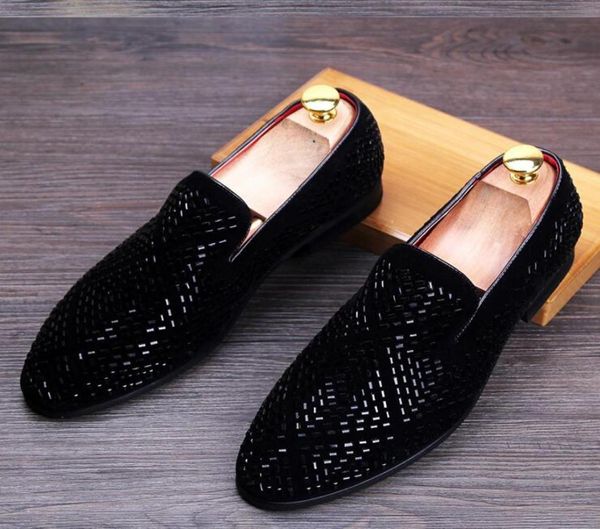 

casual multicolored glitter sequin loafers mens dress shoes men flats shoes luxury fashion brand chaussures de mariage5183472, Black