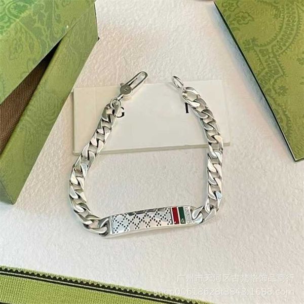 

2023 new designer jewelry bracelet necklace ring plaid enamel camouflage 925 casual men's women's same bracelet, Black