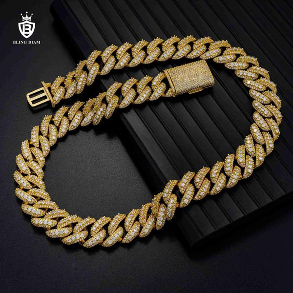 

925 sterling silver cubic zirconia 20mm mens iced out miami hip hop necklace wholesale cuban link chain