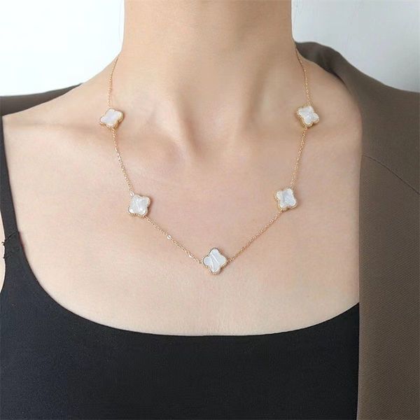 

brand designer classic fashion chain clover necklace for women 4/four leaf flower 18k gold plated charm party wedding mother's thanksgi, Silver