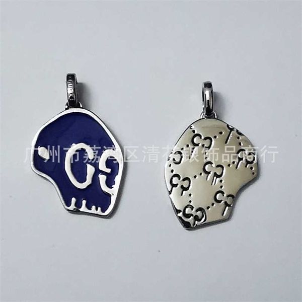 

20% off 2023 new designer jewelry bracelet necklace ring blue skeleton red enamel pendant tide couple straight, Silver