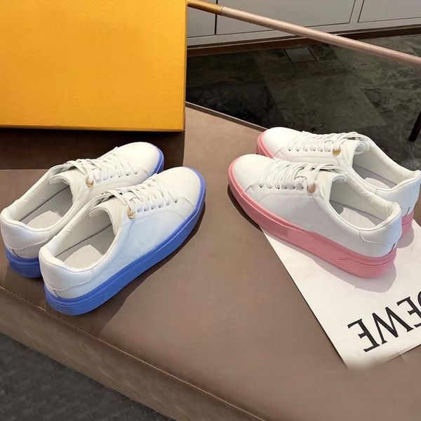 

casual shoes trainers cowhide woman shoe lady sneakers platform men travel leather lace-up sneaker fashion letters thick bottom flat shoes l, Black