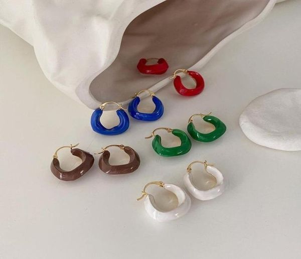 

hoop huggie origin summer multi designs textured enamel earring for women french hollow geometric gold metal jewelry3798986, Golden;silver