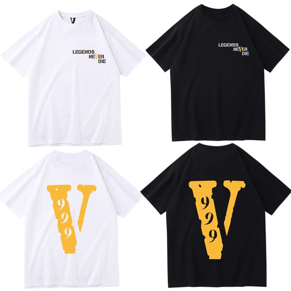 

vlone men's and women's t-shirt short sleeve round neck personalized printed versatile bottom shirt beautiful hip hop style loose, White;black
