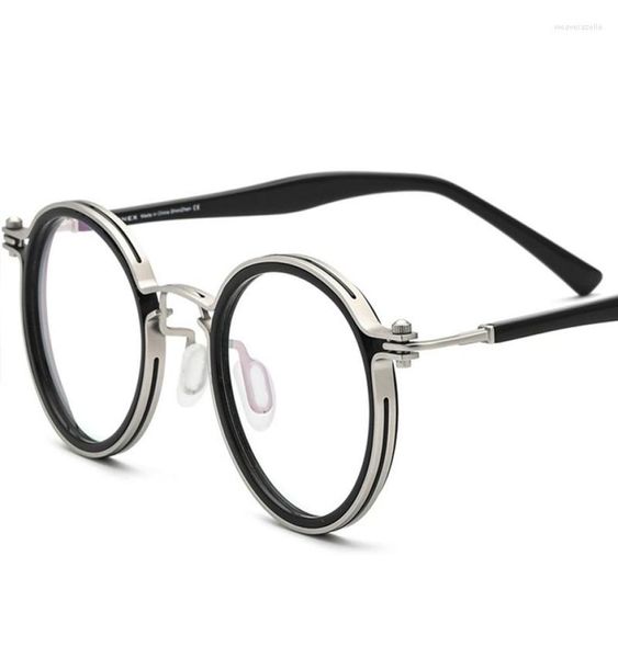 

sunglasses frames titanium acetate optical glasses frame man brand retro vintage round eyeglasses women prescription spectacles my9269119, Black