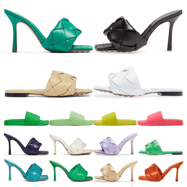 

slippers flat slides lido sandals women designer bottega heels sandal square mules ladies wedding shoes dress shoes black white blue green
