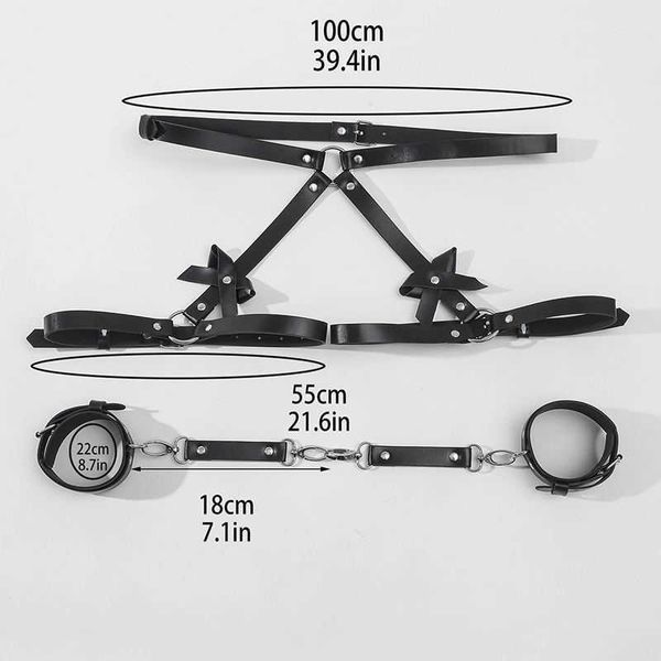 

22% off ribbon factory store polyurethane leather cage shape thigh suspension strap with handcuffs tied to fat, Red;black