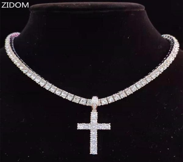 

men039s and women039s style cross pendant necklace 4mm zircon tennis chain gorgeous necklace hiphop jewelry fashion gif93013352567157, Silver