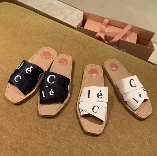 

slippers summer rubber sandals beach woody flat mule linen white black slide fashion scuffs slippers indoor canvas designer shoes
