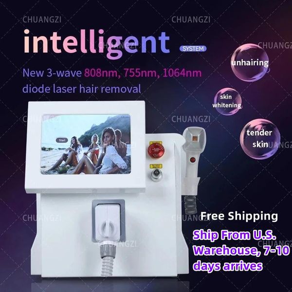 

epilator laser ice platinum hair removal machine 2000w diode laser cooling head 3 waves 808 755 1064nm women painless face body epilator