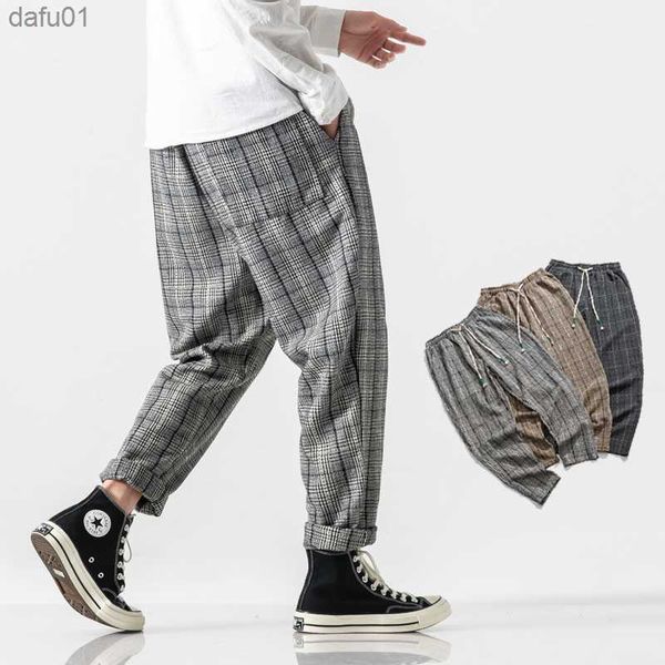 

men's pants 2023 baggy mens linen harem pants streetwear fashion men jogger sweatpants oversized casual trousers male loose cotton new, Black