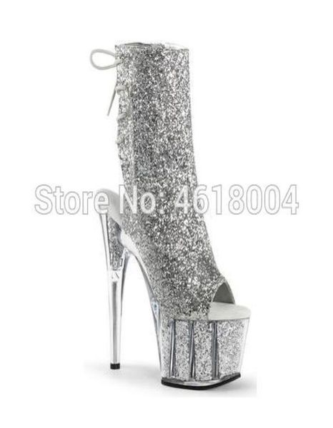 

kalmall glitter fetish shoes bling ankle boots nightclub dancer platform high heels gladiator lace up super heels pole dance7786797, Black