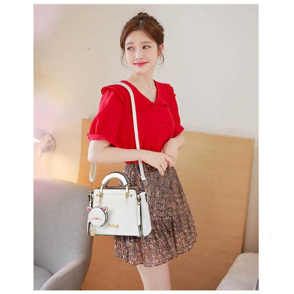 

side cute women bag vento 2023 new pu leather marea cat totes design ladies summer shoulder purse handbag sweet white
