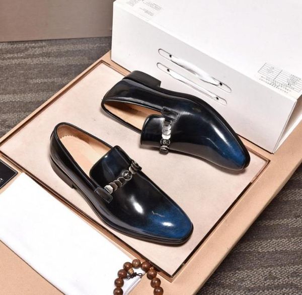 

2021 mens classic genuine leather business dress shoes groom wedding party oxford shoes male handmade casual loafers size 38444374319, Black