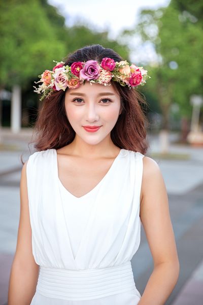 

popular bridal hair band headwear with forest series simulated flower wreath, wedding, tourism, and beach vacation p hair accessories, Silver