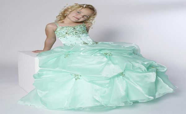 

christmas green organza straps beads wedding flower girl dress girl039s skirt birthday pageant dress custom size 2 4 6 8 10 12 6294040, White;blue