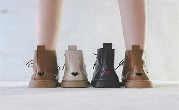 

winter motorcycle women ankle snow boot soft leather wedges rubber platform lace up punk military ladies shoes botas mujer y25202299, Black