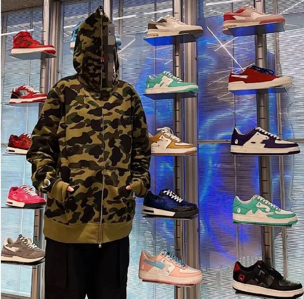 

mens designer hoodies men women stylist jacket hoodie camouflage print sweatshirts for male 6 colors, Black