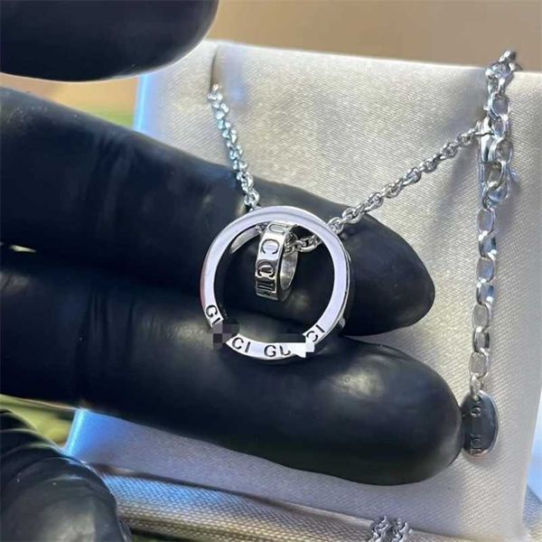 

designer jewelry bracelet necklace ancient fortune men's women's interlocking ring circle pendant couple clavicle chain high quali, Silver