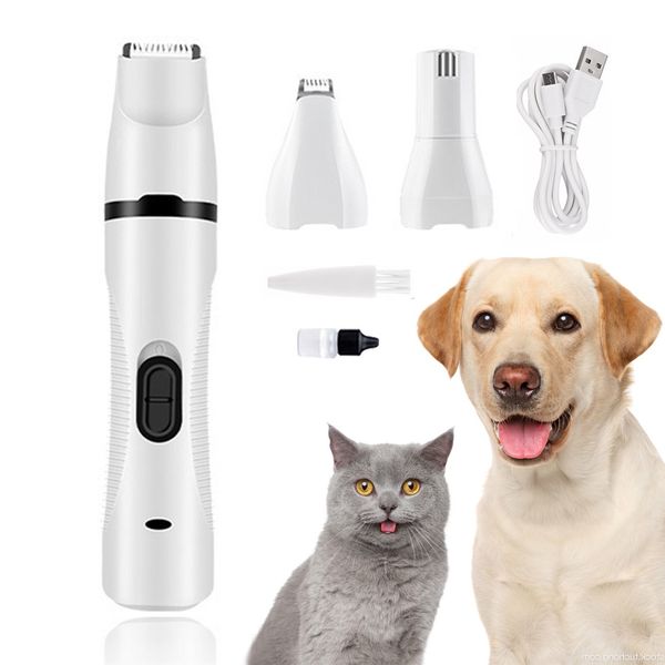 

YUEXUAN Design Three-in-one Pet Nail Polisher, Electric Hair Clipper, Cat Household Electric Foot Hair Trimmer, Dog Hair Clipper Kit Pet Grooming Tables Accessories, White