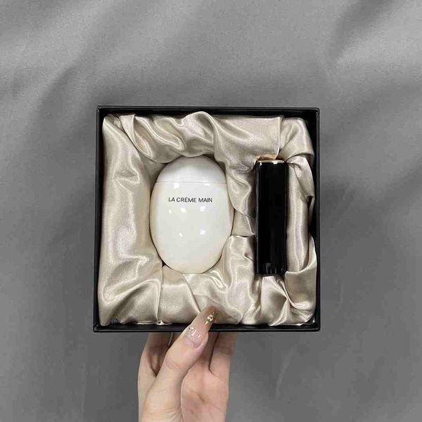

French Hand Cream Lipstick Set White & Black Egg Design - 2024 Christmas Gift Box