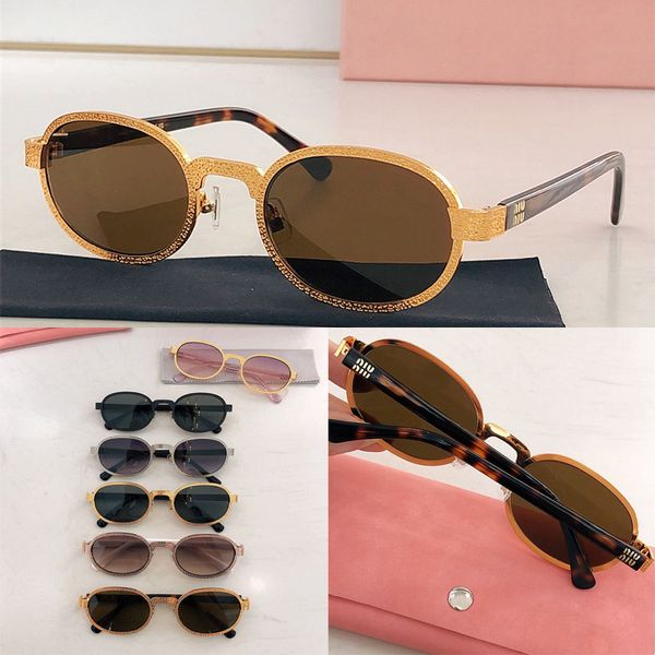 

Metal frame sunglasses luxurious women oval with engraved printed metal frame acetate lens legs multi-color gradient Sonnenbrillen MU88AV with original box