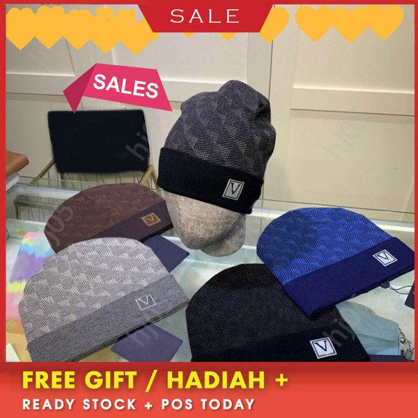 

aPlaid designer beanie designer hats for men knitted bonnets winter hat fall thermal skull cap ski travel classical luxury beanies brown black331, 5#