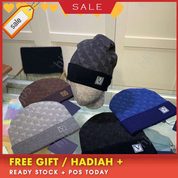 

aPlaid designer beanie designer hats for men knitted bonnets winter hat fall thermal skull cap ski travel classical luxury beanies brown black grey keep warm1331, 3#