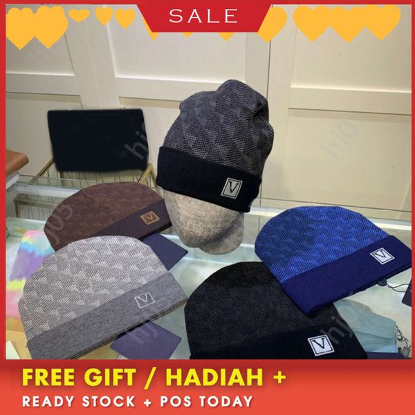 

Plaid designer beanie designer hats for men knitted bonnets winter hat fall thermal skull cap ski travel classical luxury beanies brown black g331, 5#