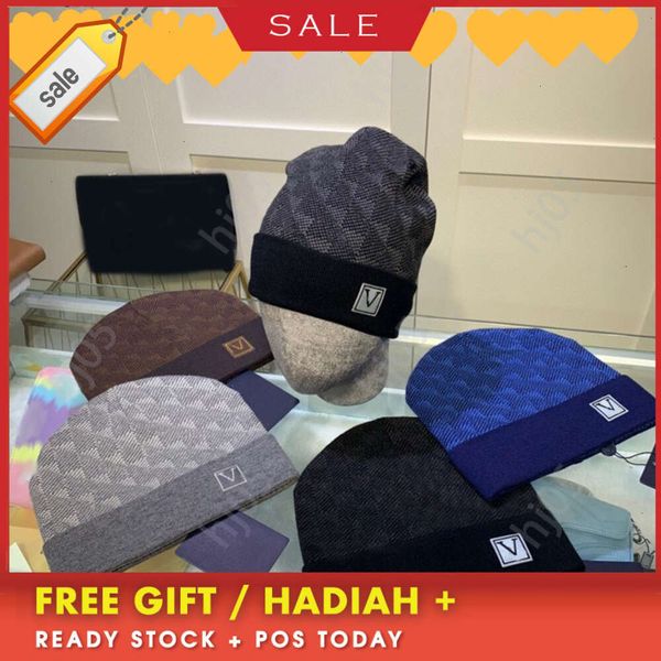 

Plaid designer beanie designer hats for men knitted bonnets winter hat fall thermal skull cap ski travel classical luxury beanies brown black grey keep warm63331, 3#