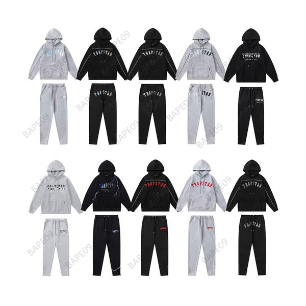 

Black Hoodie Trapstar Tracksuit Rainbow Towel Embroidery Decoding Hooded Men and Women Sportswear Suit, 10