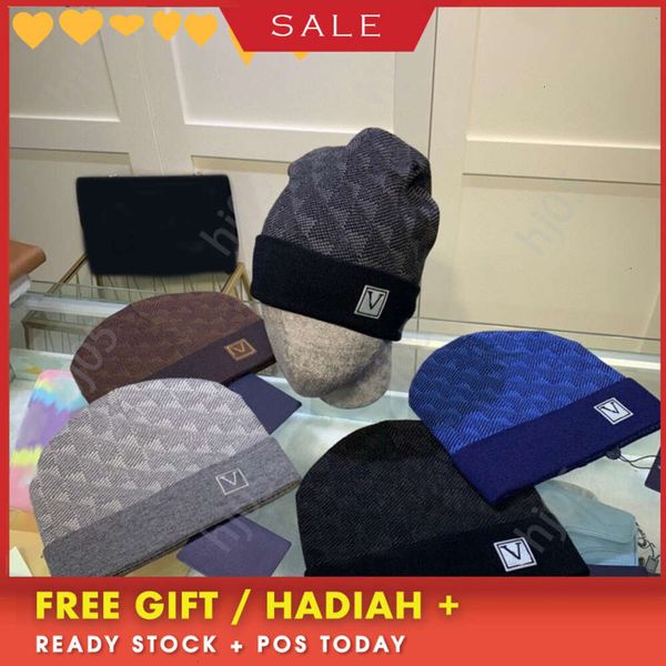 

aPlaid designer beanie designer hats for men knitted bonnets winter hat fall thermal skull cap ski travel classical luxury beanies brown 331, 3#