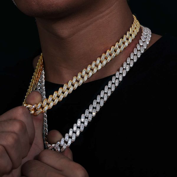 

Hot Sale Rapper's Hip Hop Jewelry 12Mm Sterling Sier VVS Baguette Moissanite Diamond Iced Out Cuban Link Chain Necklace
