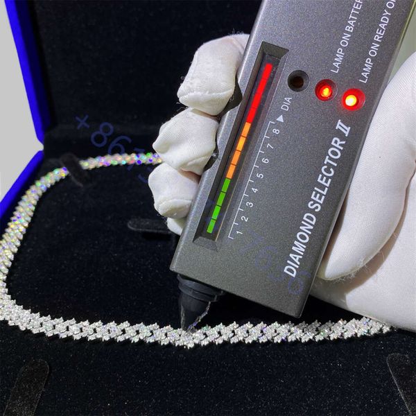 

8Mm Necklace Bracelet Set Solid Sterling Sier Iced Out VVS Moissanite Cuban Chain