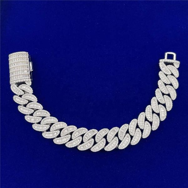 

Cool Design Hio Hop Jewelry VVS Moissanite Baguette S Gold Plated Fully Wholesale Charmed Bracelet Mens Cuban Link Bracelet