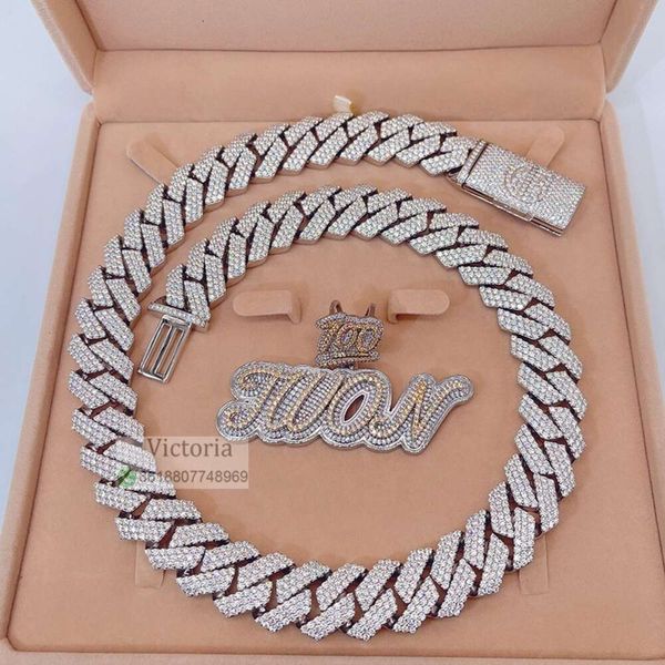 

Stylish Custom Name Iced Out Vvs Moissanite Miami Cuban Chain Hip Hop Necklace