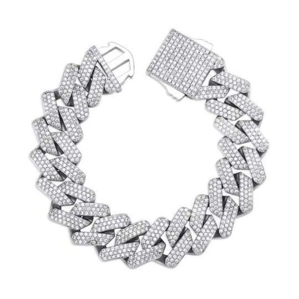 

AAA Gems 18Mm Miami Cuban Link Sterling Sier Jewelry VVS Moissanite Diamond Bracelet