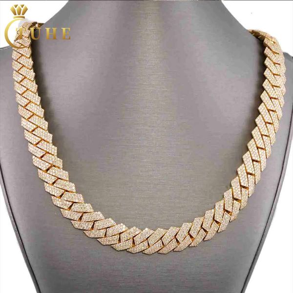 

Tight Design Custom Hip Hop Mens 12Mm-20Mm Sterling Sier VVS Moissanite Diamond Heavy Iced Out Cuban Link Chain Necklace