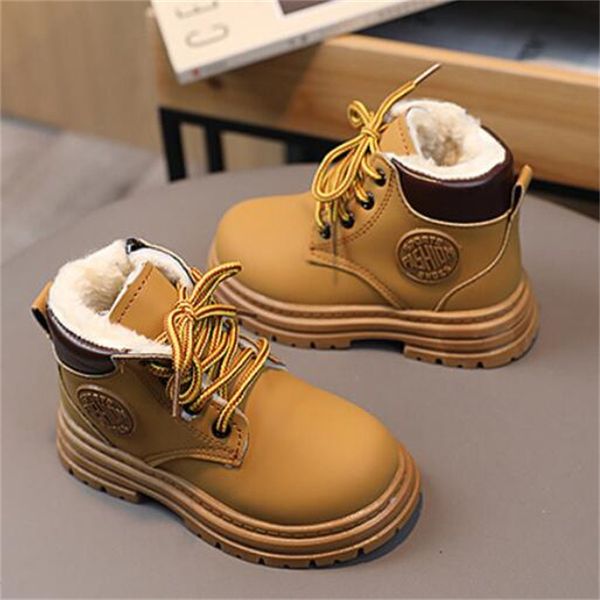 

Kids Martin Boots Fashion Toddlers Baby Ankle Boot PU Leather Tide Children Winter Shoes Autumn Boys Girls Plus Velvet Sneakers, Multi-color