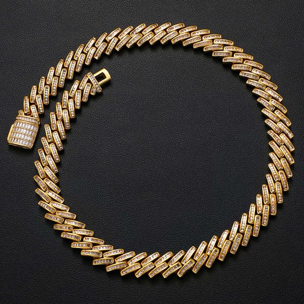 

Wholesales Price Men Jewelry 14.6Mm Gold Plated Moissanite Sterling Sier Hip Hop Cuban Link Chain Necklace