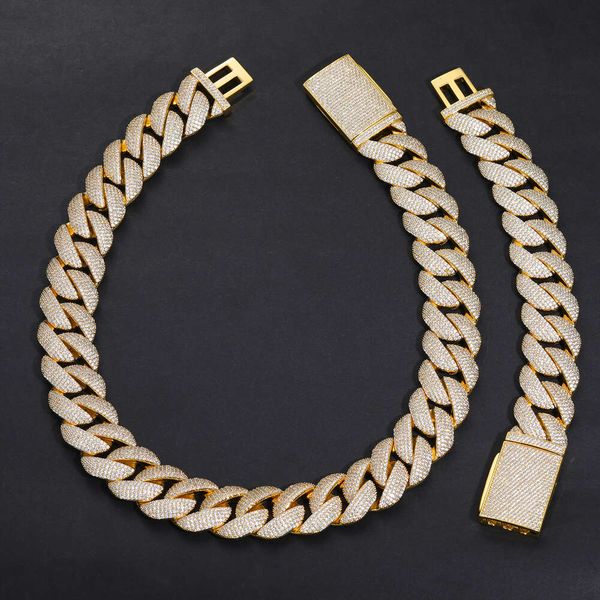 

Bling Rapper's Hip Hop Jewelry 23Mm Sterling Sier 5 Rows VVS Moissanite Iced Out Thick Cuban Link Chain Necklace