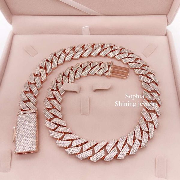 

Pass Diamond Tester Flawless D Color VVS Moissanite Mens Hip Hop Iced Out Cuban Chain