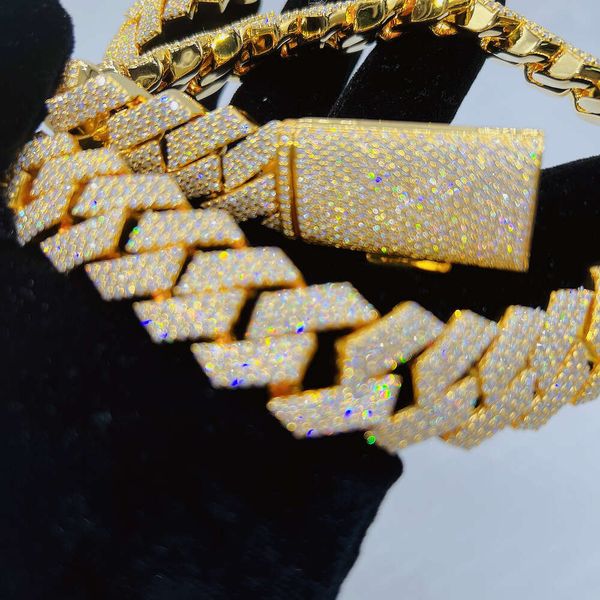 

Handmade Hip Hop Necklace 20Mm Width Fashion S Sterling Sier VVS Moissanite Diamond Cuban Link Chain