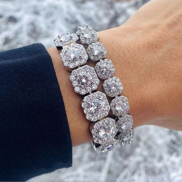 

Hip Hop Bling Jewelry Miami Cuban Link Big Diamond Stone Sier VVS Moissanite Men Chain Necklace