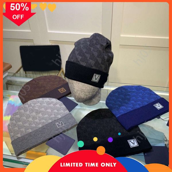 

Plaid designer beanie designer hats for men knitted bonnets winter hat fall thermal skull cap ski travel classical luxury beanies brown black grey keep warm LK, 2#