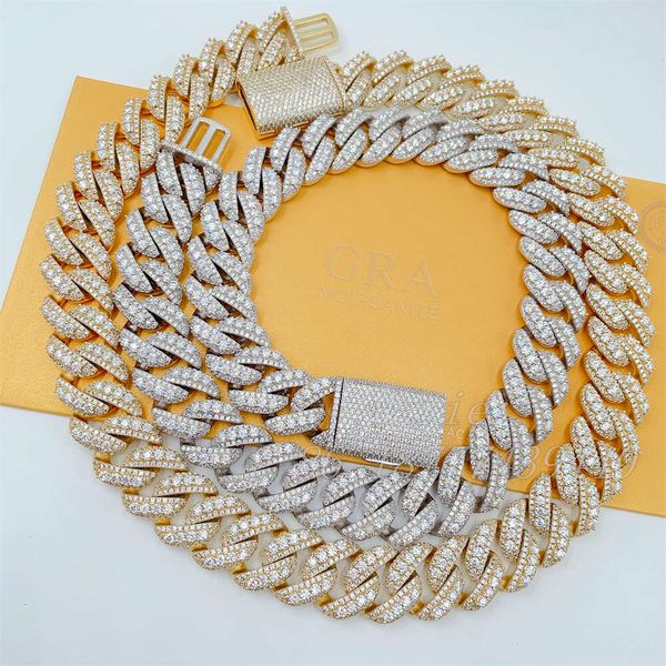 

20Mm Width S Bracelet Moissanite Hip Hop Jewelry Iced Out Cuban Link
